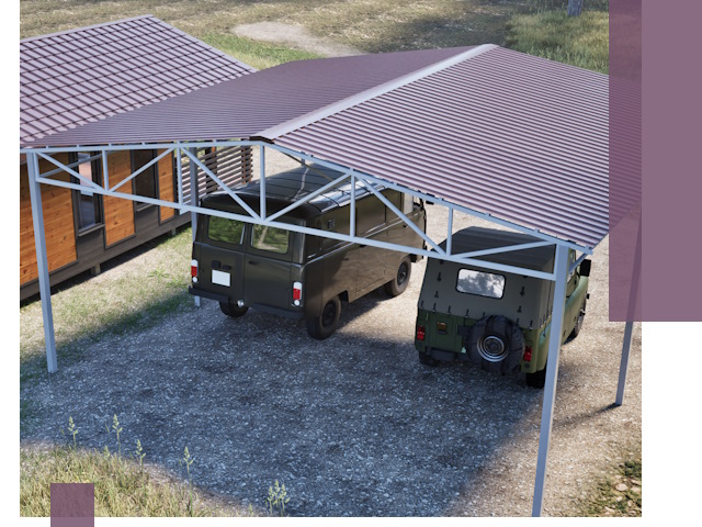 Двускатные навесы под ключ в Алексеевке — изготовление и монтаж